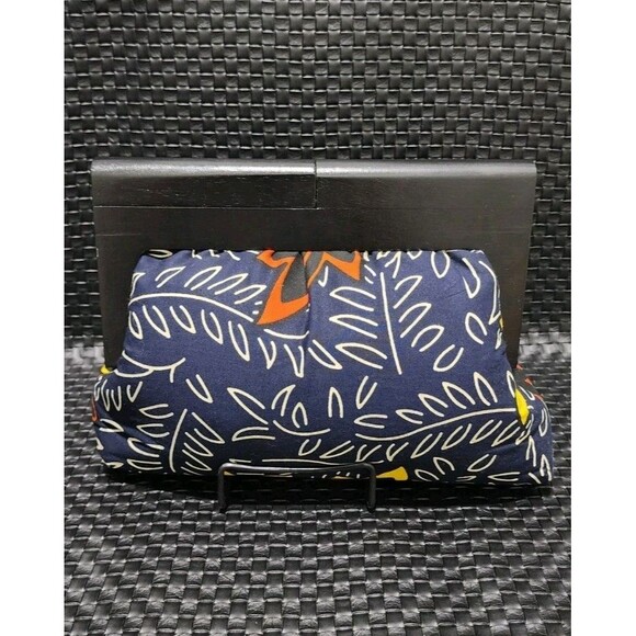 Midnight Botanical Wood Frame Multicolor Ankara Clutch Purse Bag - Picture 1 of 8